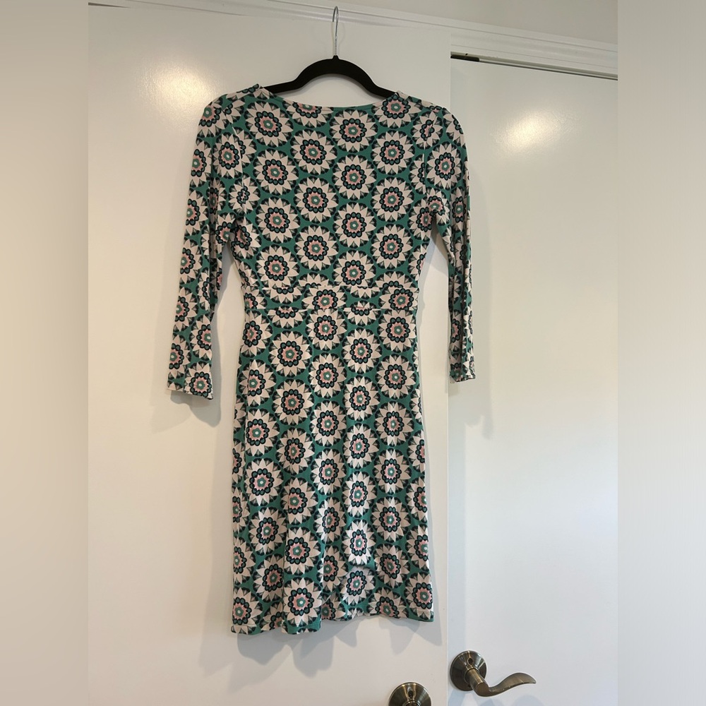 Boden Womens Size 4 Floral Green Geometric Mandela Gathered Tunic Dress - Picture 8 of 10